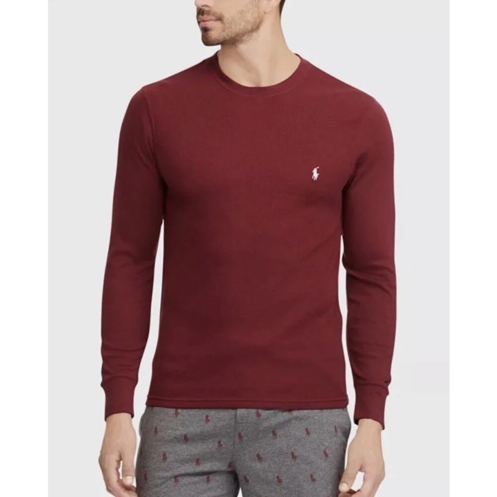 NWT Polo Ralph Lauren Burgundy Waffle Knit Thermal Long Sleeve Shirt